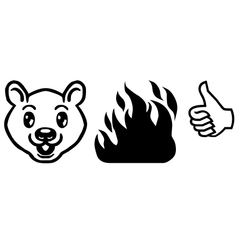 🐻🔥👍 Emoji Domain black and white Symbola rendering